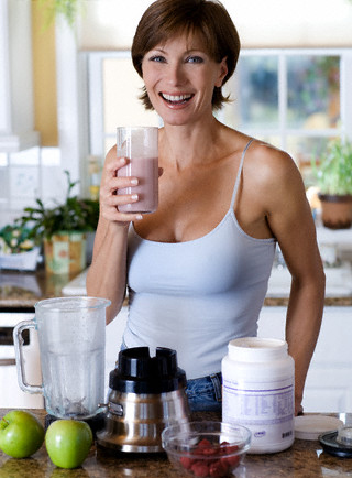 Woman Drinking Fruit and Protein Shake